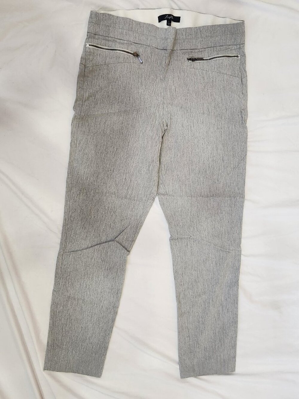 Leighton Gray slim ankle pants, short, business casual work, office, L